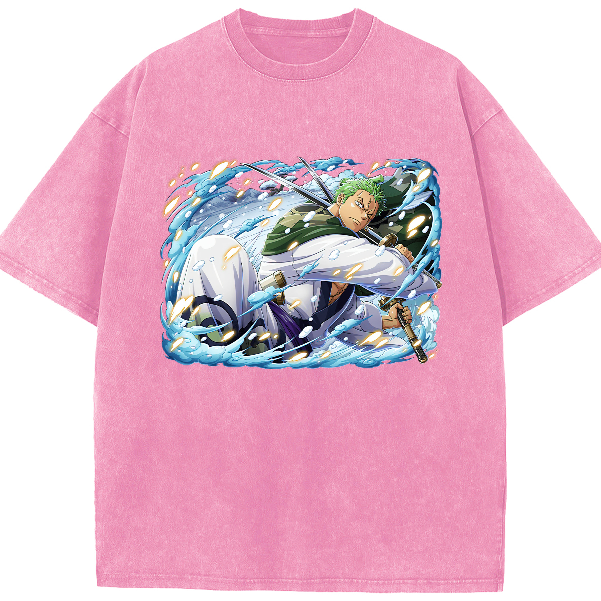 ワンピース ロロノア・ゾロ ONE PIECE Roronoa Zoro 綿100% ヴィンテージ風 半袖Tシャツ（フロントプリント）